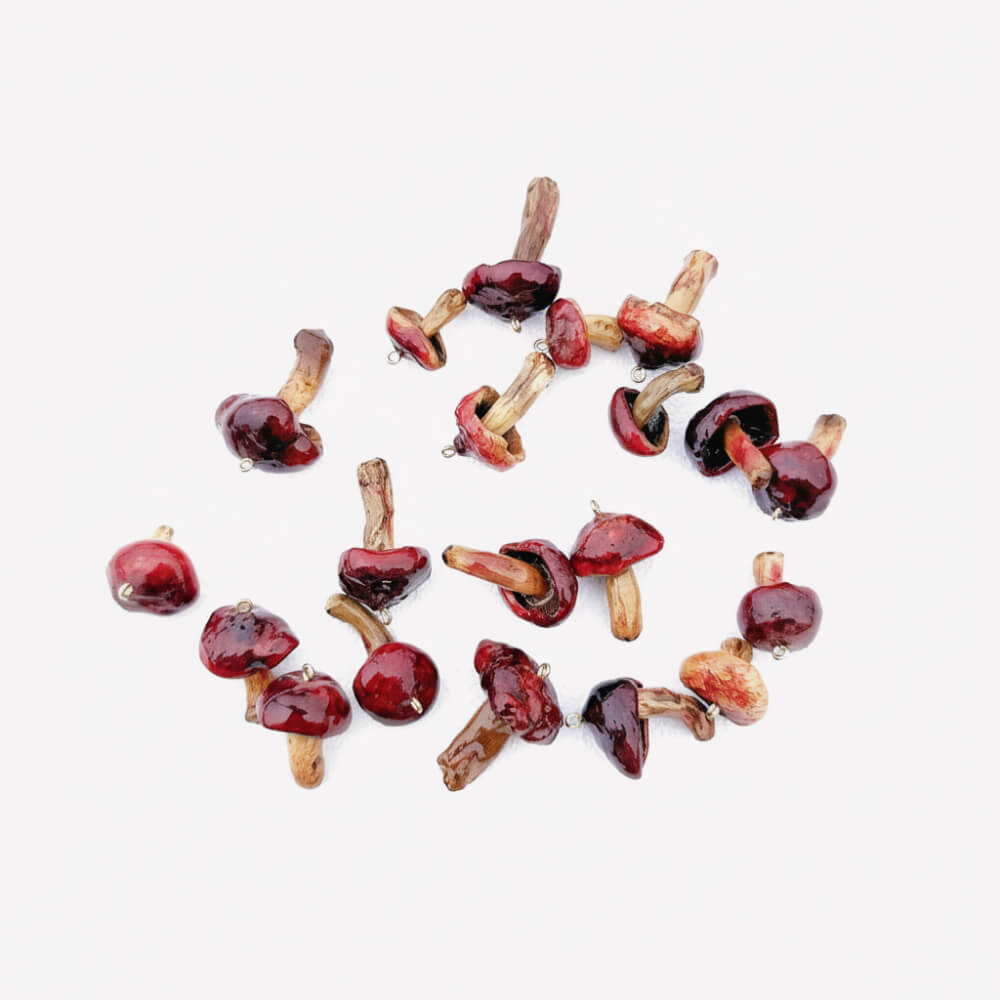 Crimson Mushroom Resin Pendant