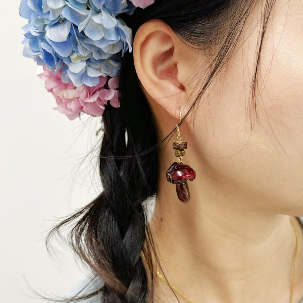 Crimson Mushroom Resin Pendant