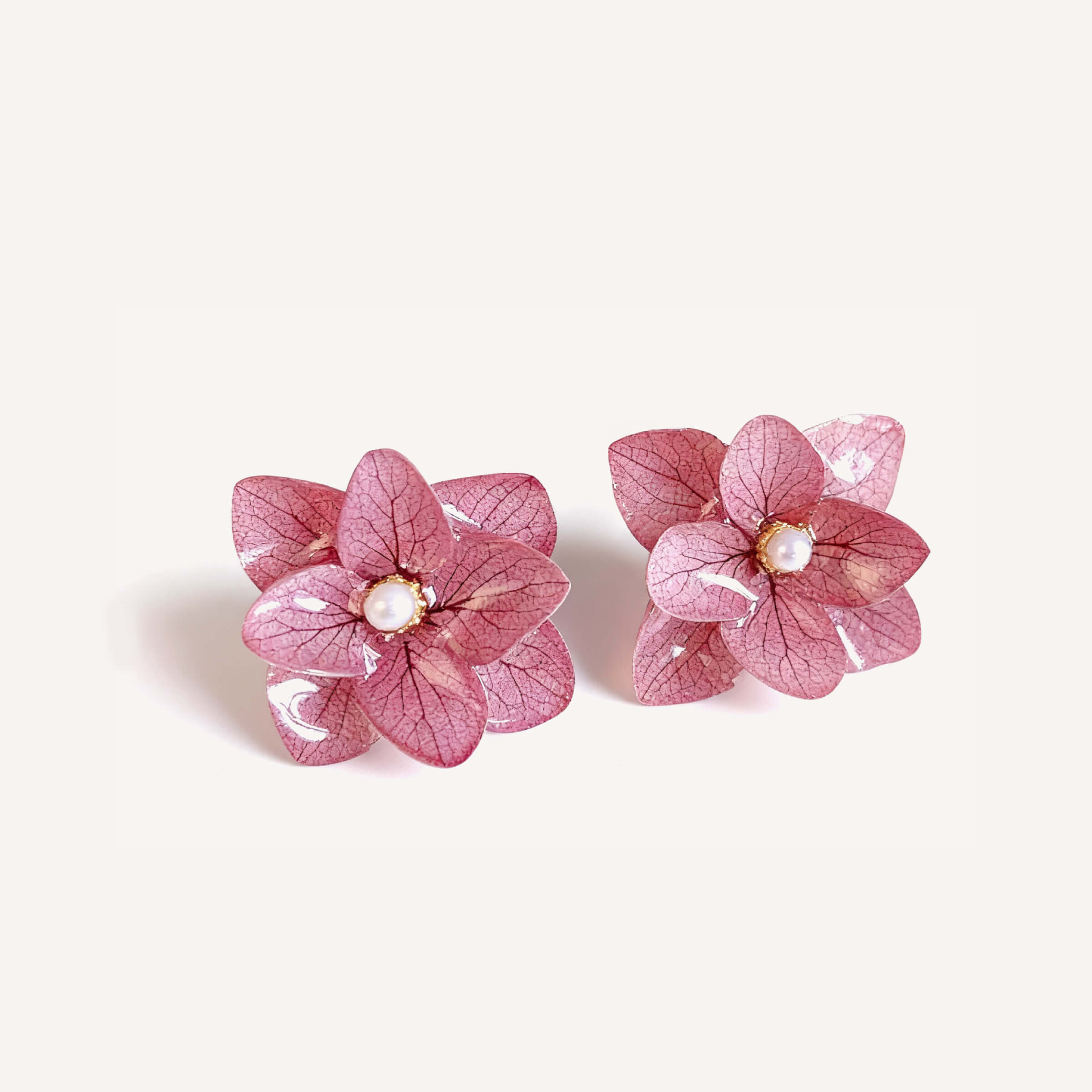 Hydrangea Bloom Button Earrings