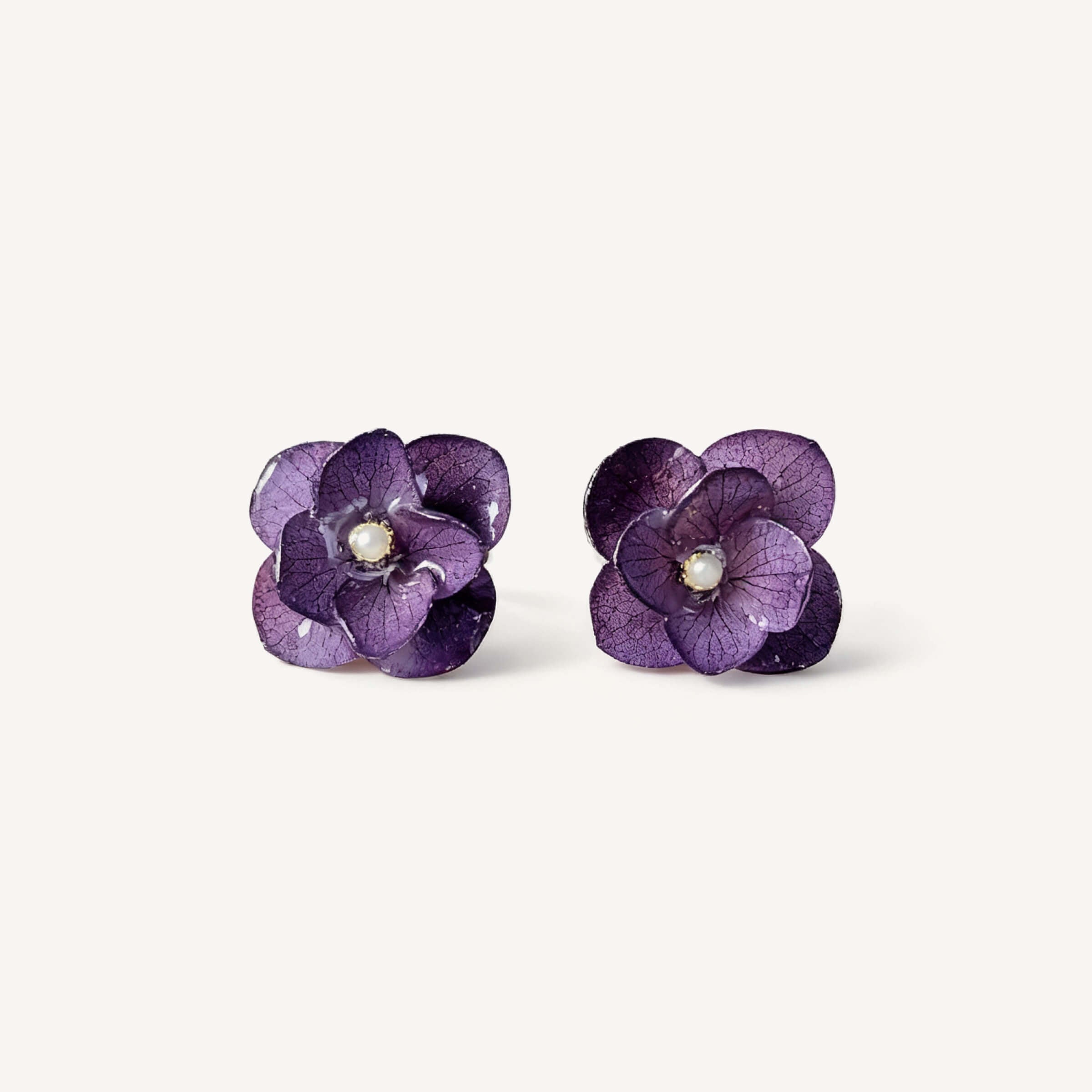 Hydrangea Bloom Button Earrings